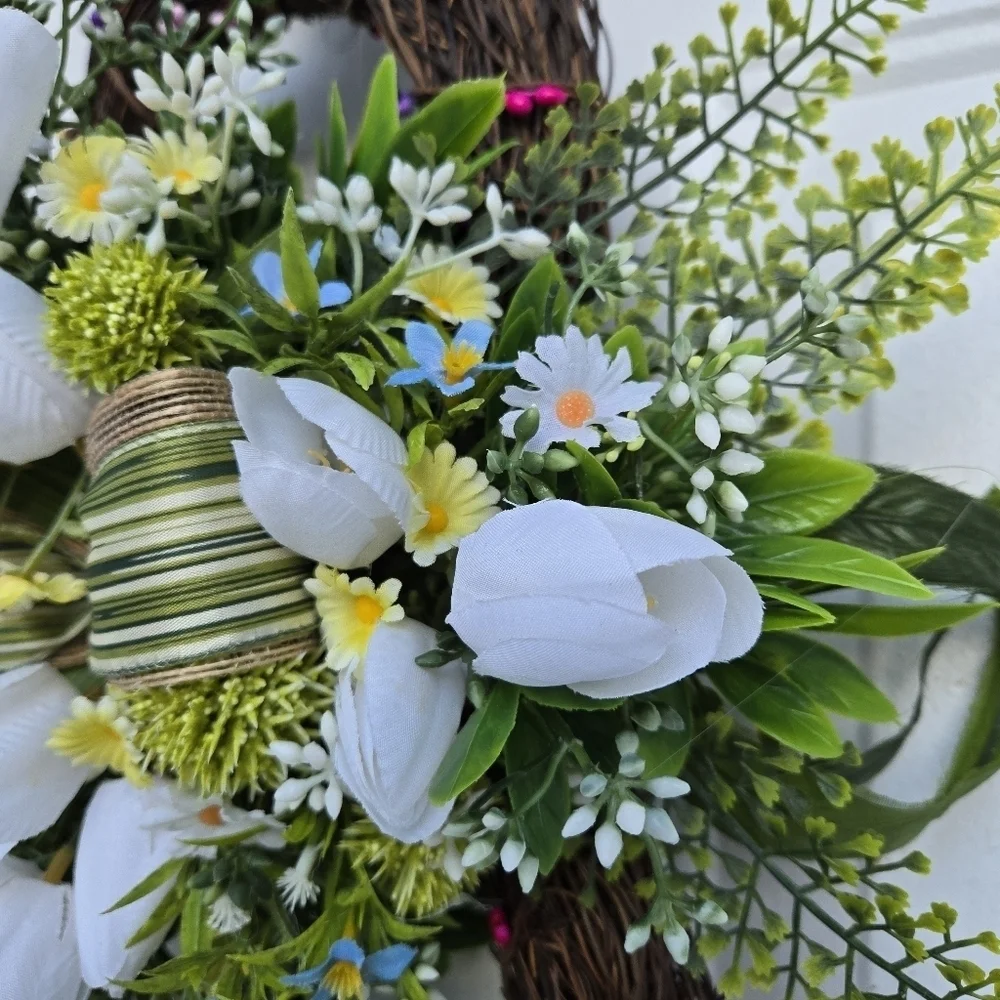 Handmade Yellow and Green Easter Bunny Wreath